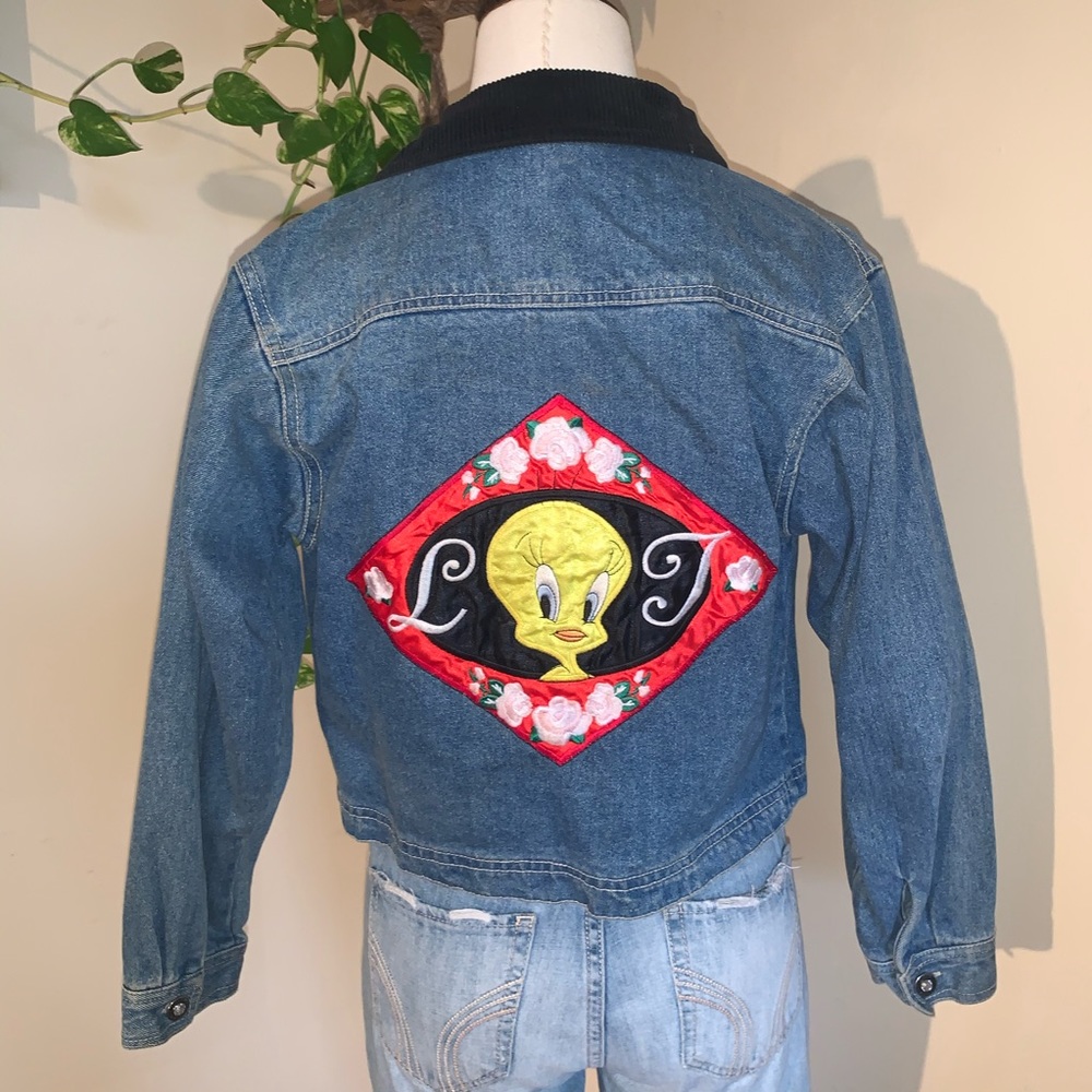 Authentic Looney Tunes Cropped Denim Jacket